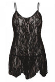 Rose Lace Flared Chemise & G-String Set in OSXL