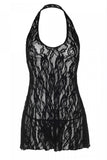 Rose Lace Halter Chemise & G-String in OSXL
