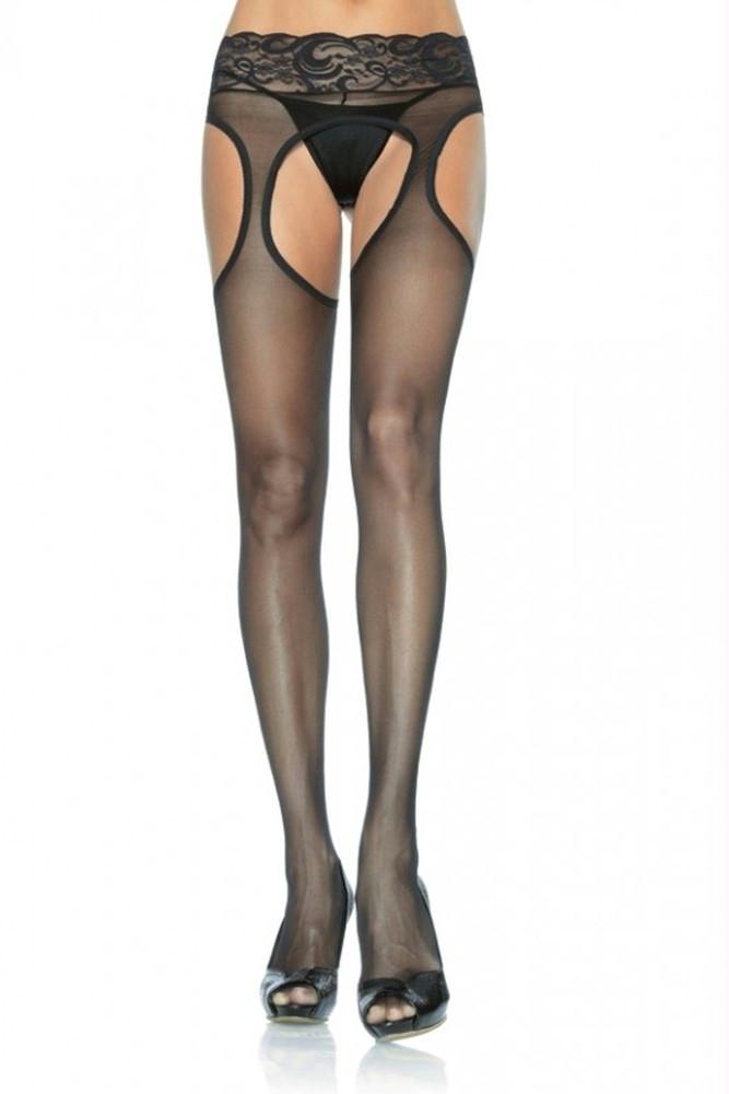 Sheer Suspender Hose with Lace Waist in OSXL