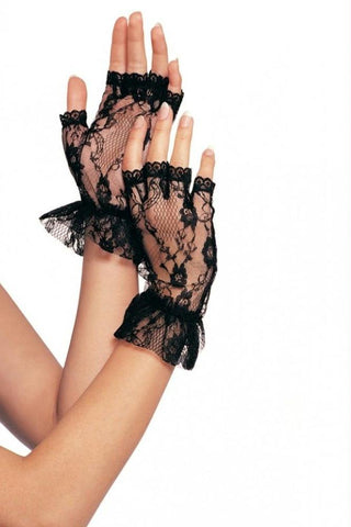 Fingerless Lace Gloves in Black