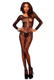 Long Sleeved Swirl Lace Bodystocking in OS
