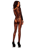 Long Sleeved Swirl Lace Bodystocking in OS
