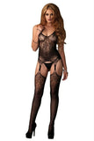 Jacquared Net Suspender Bodystocking in OS