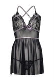 Starlit Sheer Black Babydoll & G-String in M