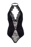 Black Velvet & Eyelash Lace Teddy in XL