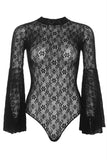 Bell Sleeved Black Teddy in OS