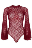 Bell Sleeved Merlot Teddy in OS