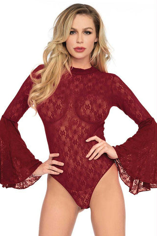 Bell Sleeved Merlot Teddy in OS