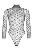 Black Fence Net Bodysuit in OS