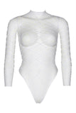 White Fence Net Bodysuit in OS