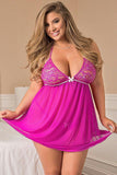 Peeking Pink Babydoll & Thong in 1X-2X