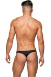 Seamless Black Thong with Sheer Pouch in L-XL
