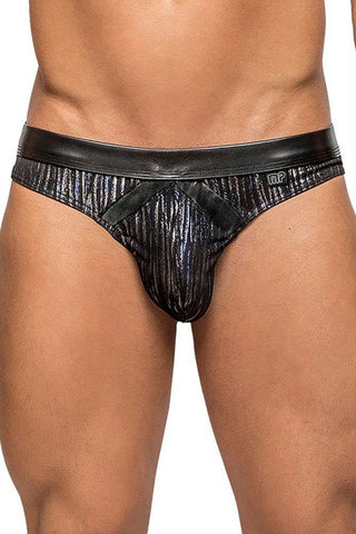 Black Dazzle Insert Thong in S-M