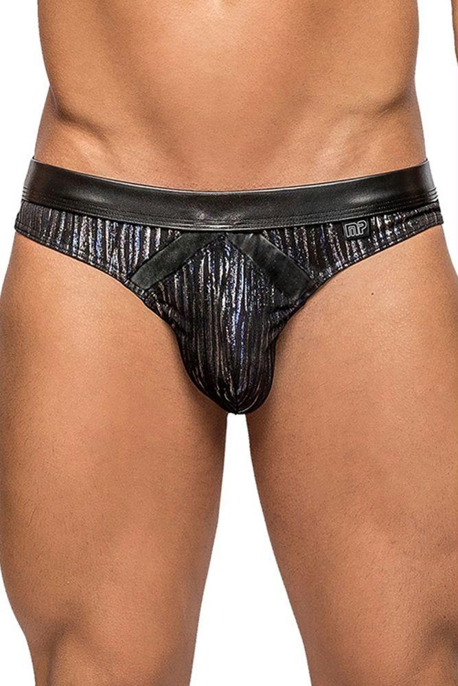 Black Dazzle Insert Thong in L-XL
