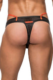 Black Camo Sport Net Strap Thong in L-XL