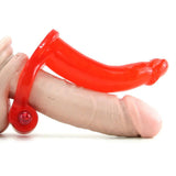 Double Penetrator Cock Ring in Red