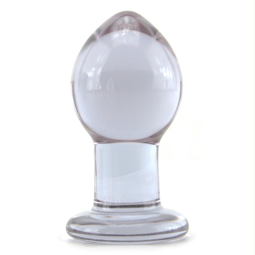 Crystal Premium Glass Medium Butt Plug in Purple