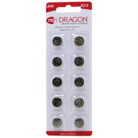 Dragon Alkaline LR44-AG13 Watch Batteries 10 Pack