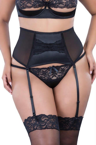 Peek-A-Boo Black Garter Belt in 3X-4X