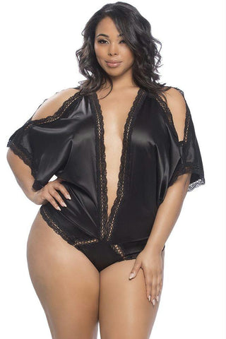 Bridgette Draped Satin Teddy in 4X