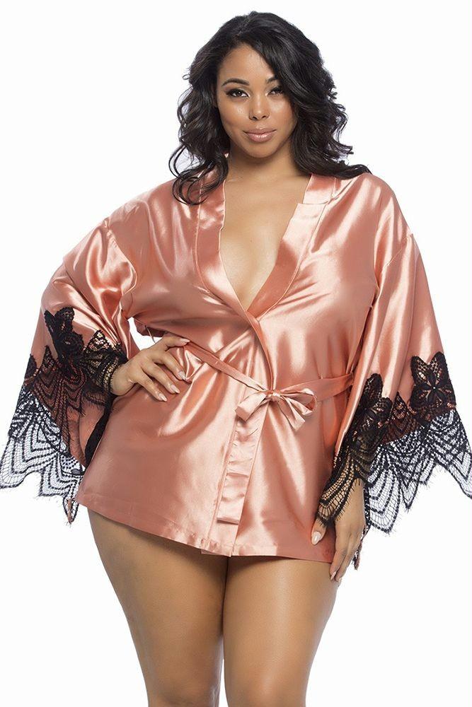 Coco Rosé Satin Statement Robe in 3X-4X