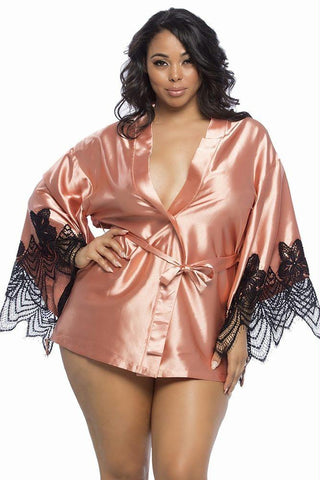 Coco Rosé Satin Statement Robe in 3X-4X