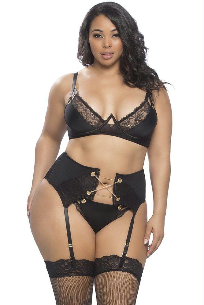Clarisse Golden Chain Bra, Cincher & Panty in 4X