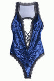 Amalie Cobalt Crushed Velvet Teddy in L