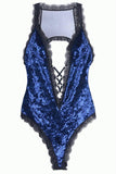Amalie Cobalt Crushed Velvet Teddy in 4X