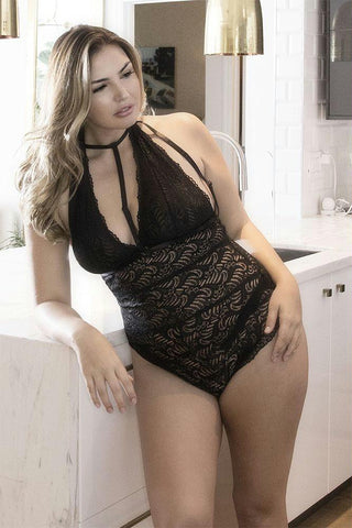 Odette Soft Black Lace Teddy in 1X