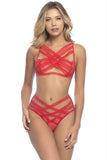Alyssa Strappy Red Elastic Bra & Panty in OS