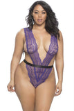 Robyn Purple Mermaid Lace Teddy in OSXL