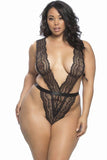 Robyn Black Mermaid Lace Teddy in OSXL