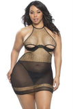 Vera Golden Lace Babydoll & G-String in 3X-4X
