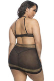 Vera Golden Lace Babydoll & G-String in 3X-4X