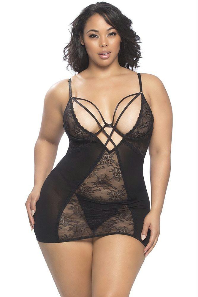 Jeanette Smokey Night Babydoll in 3X-4X