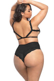 Lillian Black Mesh Peek-a-Boo Teddy in OSXL