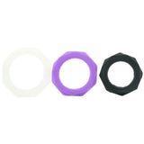 Silicone Designer Stamina Cock Ring 3 pack in Multi