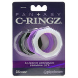 Silicone Designer Stamina Cock Ring 3 pack in Multi