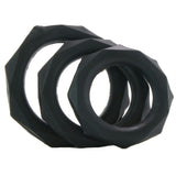 Silicone Designer Stamina Cock Ring 3 pack in Black