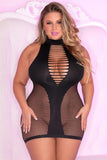 Black Inter-Net Hi Neck Dress in OSXL