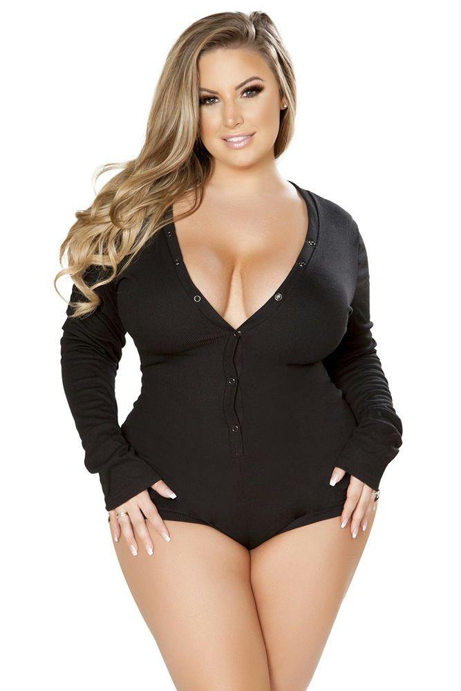 Comfy Cozy Black Romper in 1X-2X