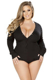 Comfy Cozy Black Romper in 1X-2X