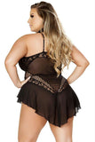 Skirt Around Black Teddy in 1X-2X