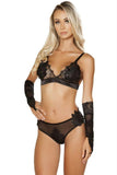 Gotham Lace Applique Bralette Set in L-XL