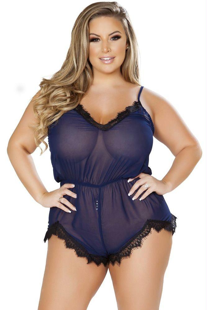 Blue Moon Chiffon Romper in OSXL