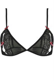 Lace Peek-a-Boo Bra & Thong Set Black in S-M