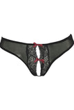 Lace Peek-a-Boo Bra & Thong Set Black in S-M