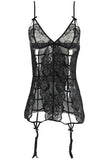 Caged Lace Garter Chemise and G-String in M-L