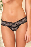 Crotchless Lace V-Thong Black in M-L